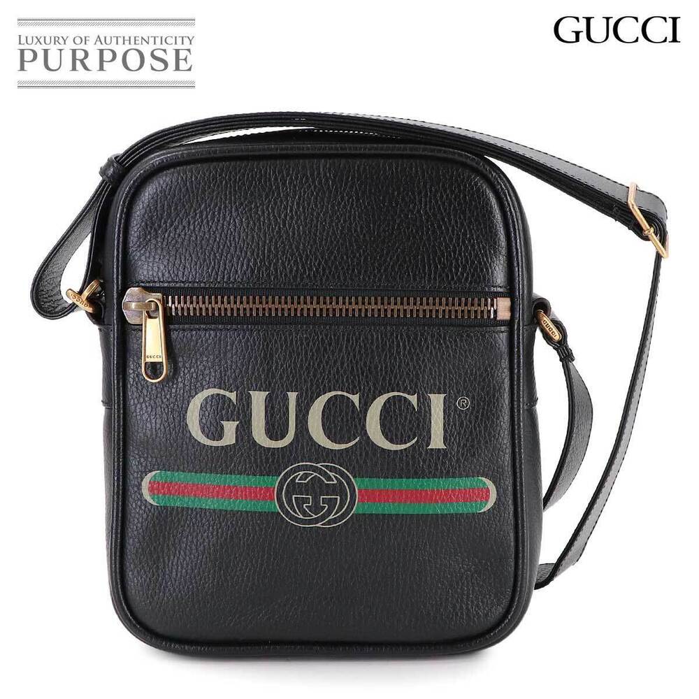 Gucci Print Messenger Bag black leathe
